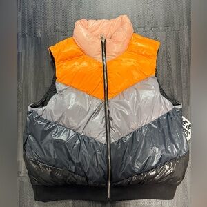 NET Love and Sports Puffy Vest XXXL (22) Gray Black Orange Pink